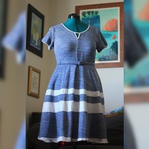 eShakti space dye stretchy fit and flare dress